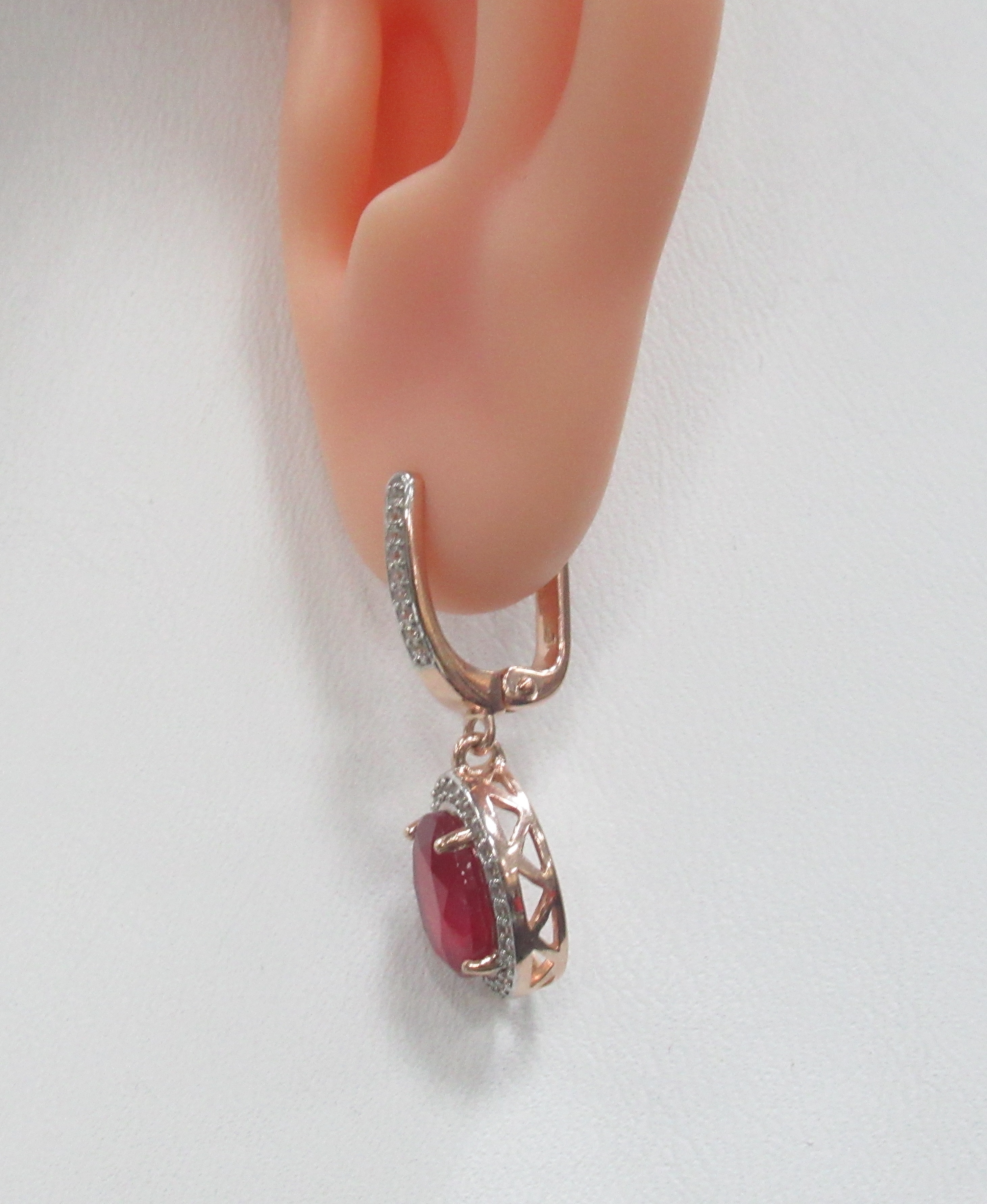 Серебряные серьги с рубинами